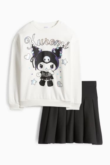 Děti - dívky - Kuromi - souprava - mikina a sukně - 2dílná - černá/bílá