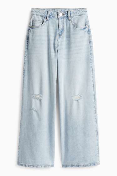 Děti - dívky - Wide leg jeans - džíny - světle modré