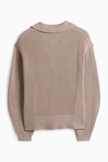 Dámské - Svetr - žebrovaný - taupe