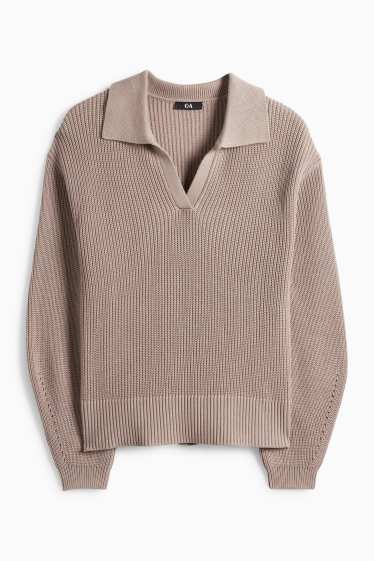 Dámské - Svetr - žebrovaný - taupe