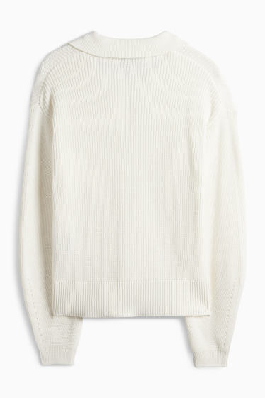 Dámské - Svetr - žebrovaný - bílá