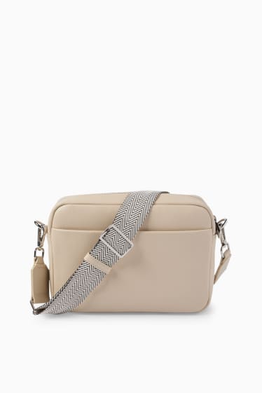 Donna - Borsa a tracolla con spallaccio staccabile - similpelle - beige chiaro