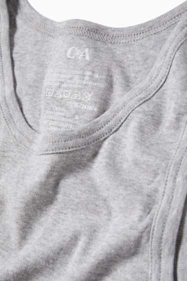 Herren - Multipack 3er - Unterhemd - Feinripp - hellgrau-melange