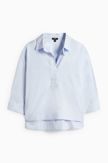 Women - V-neck blouse - light blue