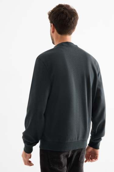 Pánské - Mikina - strukturovaná - tmavozelená