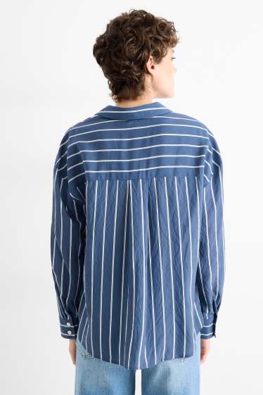 Women - Blouse - striped - blue