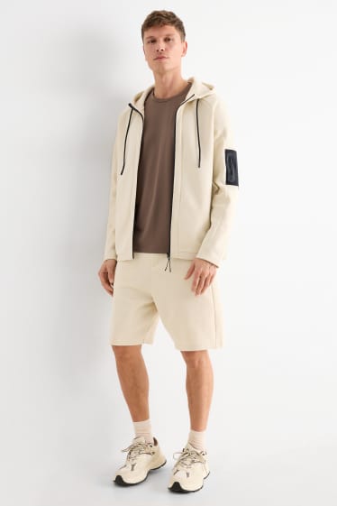 Pánské - Teplákové šortky - strukturované - světle béžová