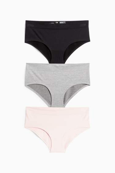 Damen - Multipack 3er - Hipster - grau / rosa