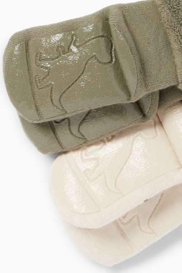 Bébés garçons - Lot de 2 paires - dinosaures - chaussettes antidérapantes à motif pour bébé - vert / beige
