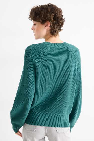 Donna - Maglione - a coste - verde