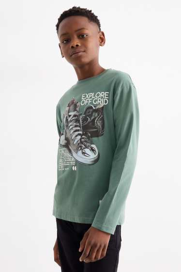 Kinderen: jongens - Set van 2 - sneaker en skaten - longsleeve - groen