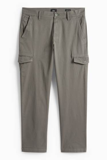 Bărbați - Pantaloni cargo - tapered fit - structurați - gri închis