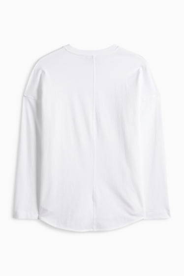 Femei - Tricou cu mânecă lungă basic - relaxed fit - alb