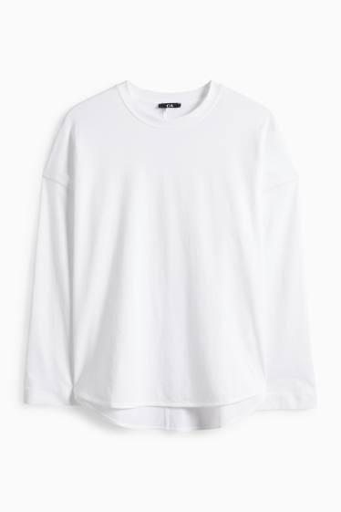 Femei - Tricou cu mânecă lungă basic - relaxed fit - alb