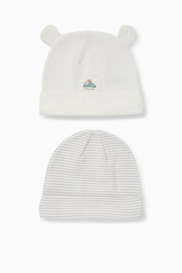 Neonati - Confezione da 2 - elefante e auto - berretto neonati - bianco