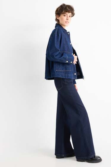 Dámské - Flared jeans - high waist - džíny - tmavomodré