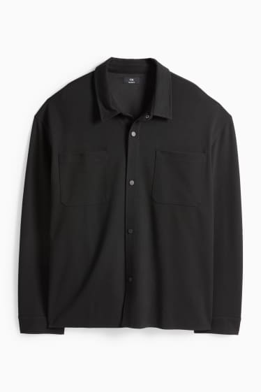 Hommes - Veste-chemise - relaxed fit - col kent - noir