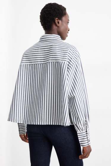 Damen - Bluse - gestreift - blau / weiß