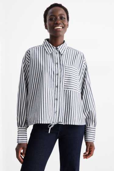 Damen - Bluse - gestreift - blau / weiß