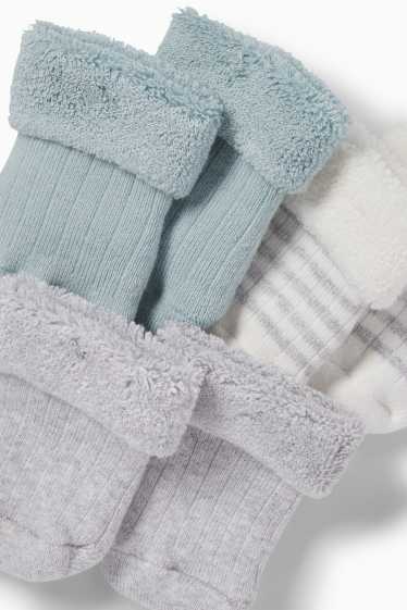 Bébés garçons - Lot de 3 paires - chaussettes nouveau-né - côtelées - hiver - gris clair