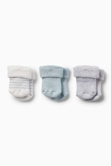Bébés garçons - Lot de 3 paires - chaussettes nouveau-né - côtelées - hiver - gris clair