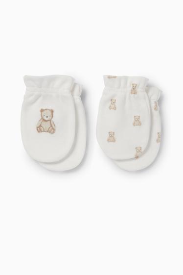 Unisex - Multipack 2 ks - medvídek Teddy - rukavice proti poškrábání - bílá