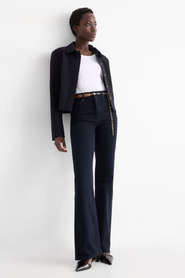 Donna - Jeans svasati con cintura - vita alta - LYCRA® - jeans blu scuro