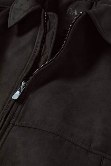 Pánské - Bunda - imitace semiše - černá