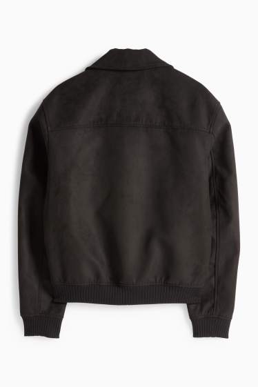 Pánské - Bunda - imitace semiše - černá