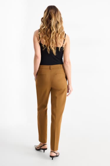 Dámské - Business kalhoty - mid waist - cigarette fit - hnědá