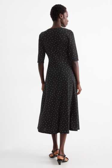 Dona - Vestit amb el coll en punta - straight fit - de piquets - negre