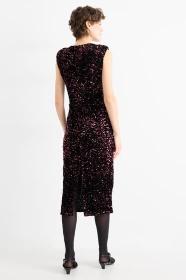 Donna - Abito bodycon in paillettes - bordeaux