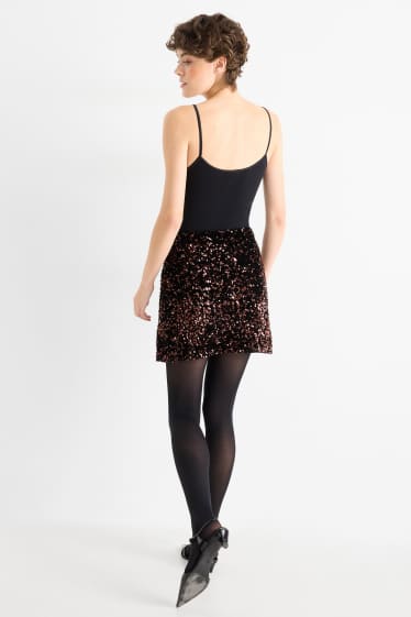 Dámské - Pajetková minisukně - tmavohnědá