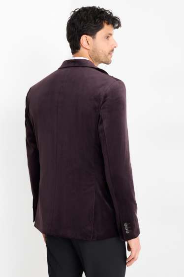 Herren - Samt-Sakko - Slim Fit - Stretch - lila