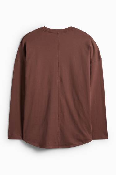 Femei - Tricou cu mânecă lungă basic - relaxed fit - maro închis