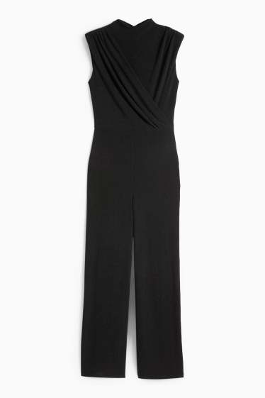 Damen - Jumpsuit - Glanz-Effekt - schwarz