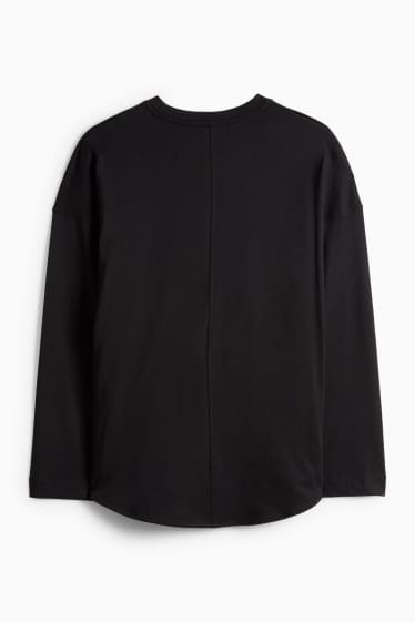 Femei - Tricou cu mânecă lungă basic - relaxed fit - negru