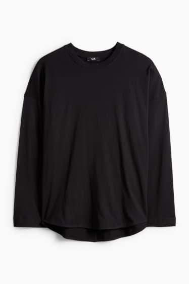 Femei - Tricou cu mânecă lungă basic - relaxed fit - negru