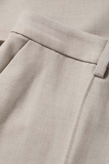 Dámské - Plátěné kalhoty - mid waist - tapered fit - světle béžová