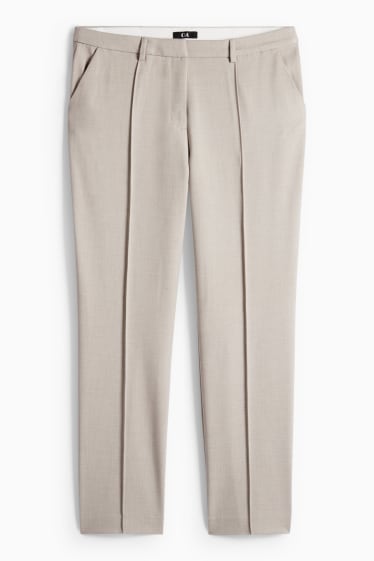 Dámské - Plátěné kalhoty - mid waist - tapered fit - světle béžová