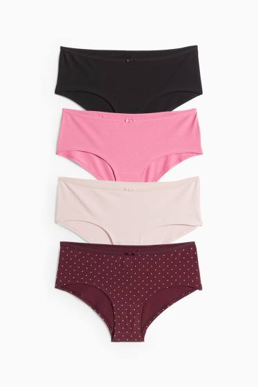 Damen - Multipack 4er - Hipster - dunkelrot