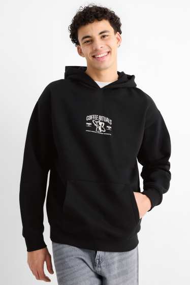 Uomo - Felpa con cappuccio oversize - nero