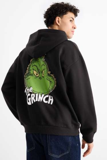 Bărbați - Hanorac supradimensionat cu motive de Crăciun - Grinch - negru