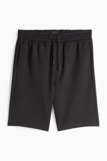 Men - Sweat shorts - textured - black