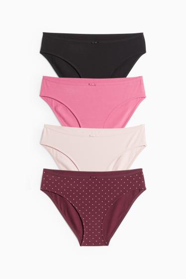 Dámské - Multipack 4 ks - kalhotky - tmavočervená
