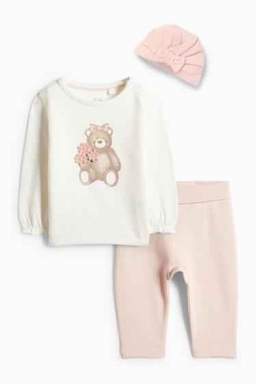 Baby Mädchen - Bärchen - Baby-Outfit - 3 teilig - cremeweiss