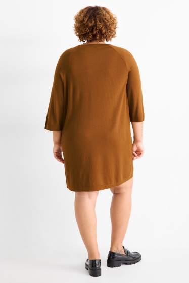 Donna - Vestito in maglia - straight fit - marrone