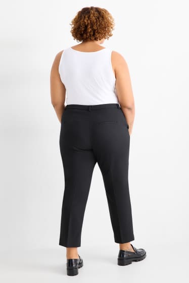 Dámské - Plátěné kalhoty - mid waist - tapered fit - černá