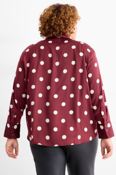 Femmes - Chemisier en satin - motif à pois - bordeaux