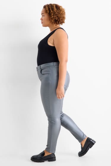 Femei - Pantaloni de stofă - talie înaltă - skinny fit - argintiu